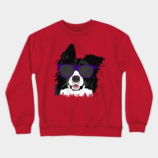 Funny Border Collie With Hip Cool Sunglasses Design Crewneck Sweatshirt